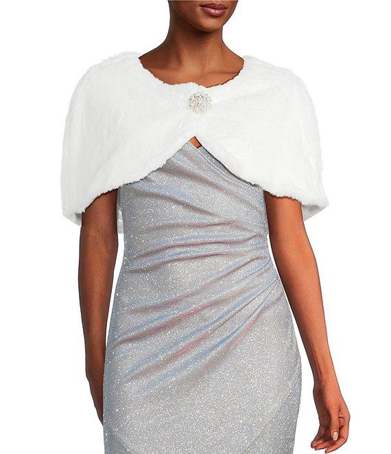 I.N. San Francisco Faux Fur Novelty Brooch Shrug Product Image