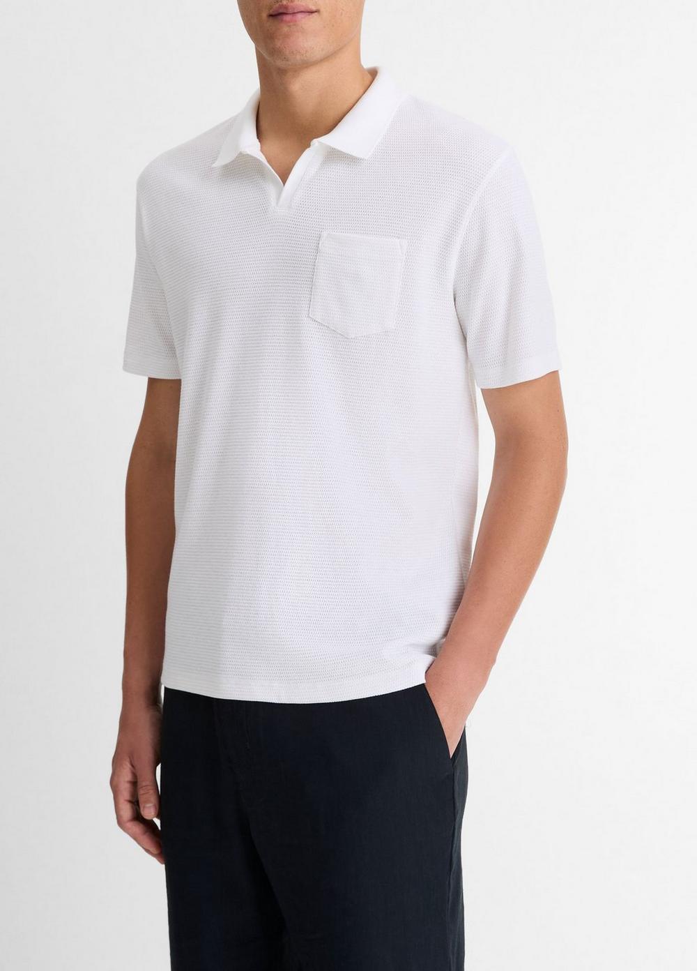 Cotton-Blend Johnny-Collar Polo Shirt Product Image
