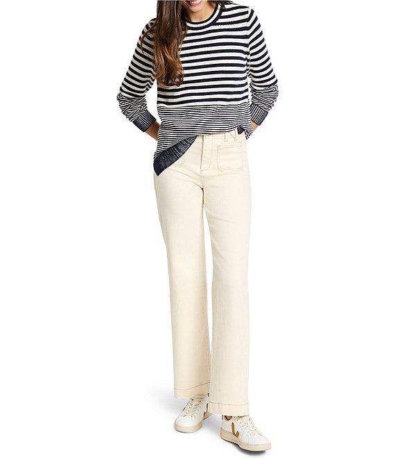 NIC + ZOE Cotton Cashmere Blend Stripe Round Neck Long Sleeve Sweater Product Image