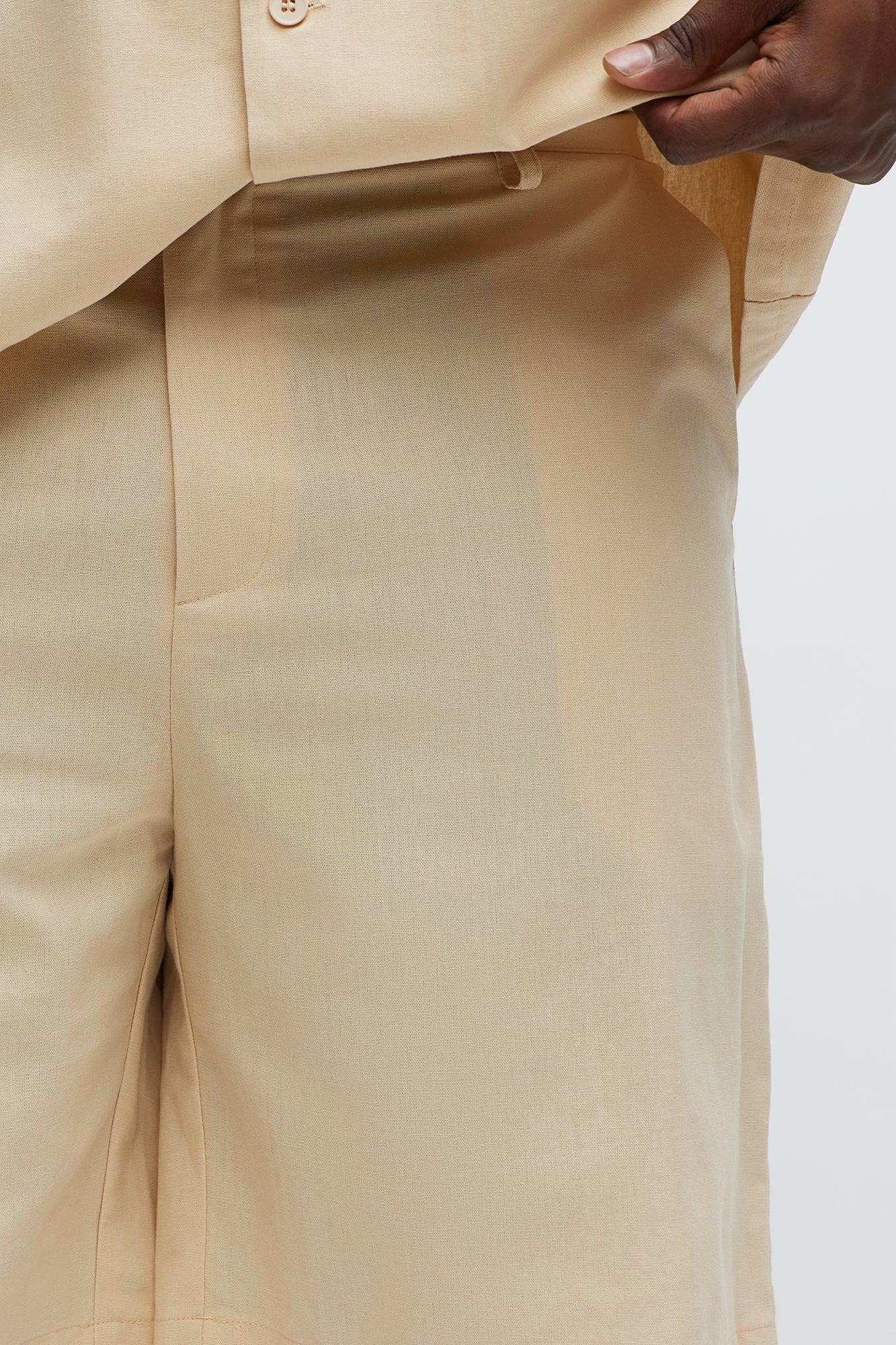 Chai Linen Like Relaxed Shorts - Oatmeal Male Product Image