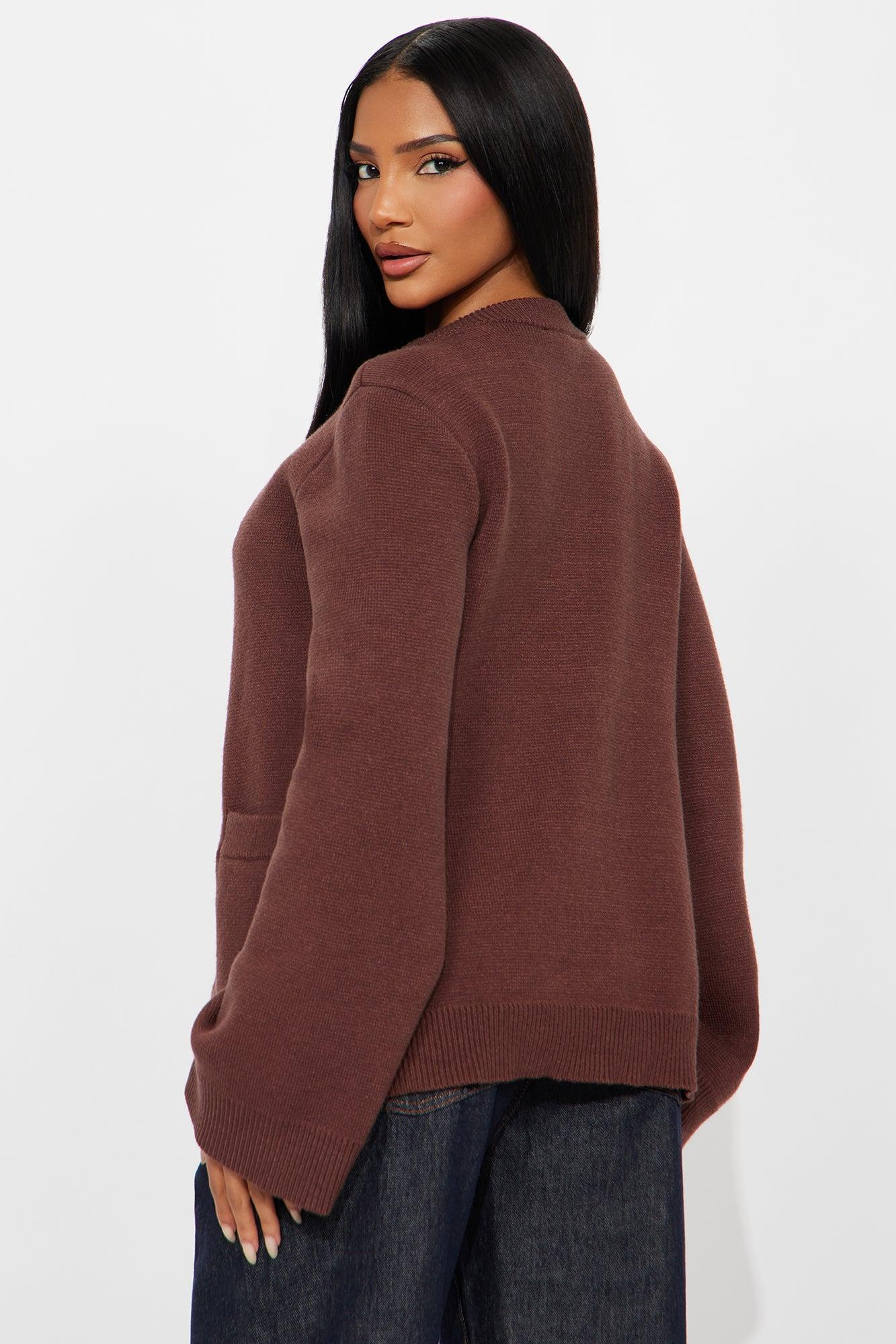 Grace Bell Sleeve Cardigan - Chocolate Female Product Image