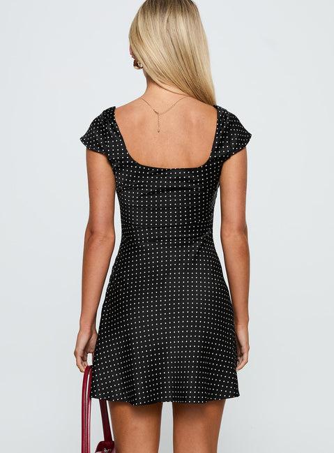 Lucienna Polka Dot Mini Dress Black / White Product Image