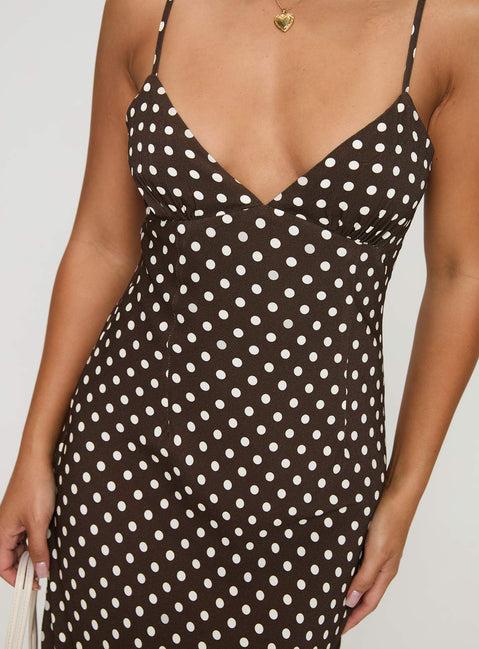 Jorjana Polka Maxi Dress Brown / White Product Image