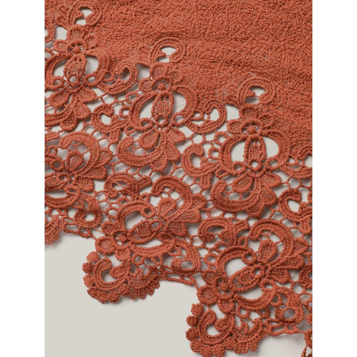 Plus Size Cotton Lace Trim High Low Hem Midi Dress Rust Women V-neck Sleeveless Curvy BloomChic 26/4X Product Image