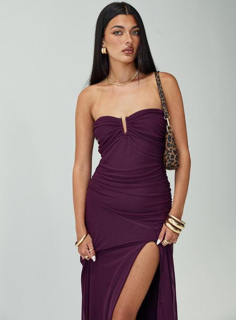 Barbarella Strapless Maxi Dress Purple Product Image