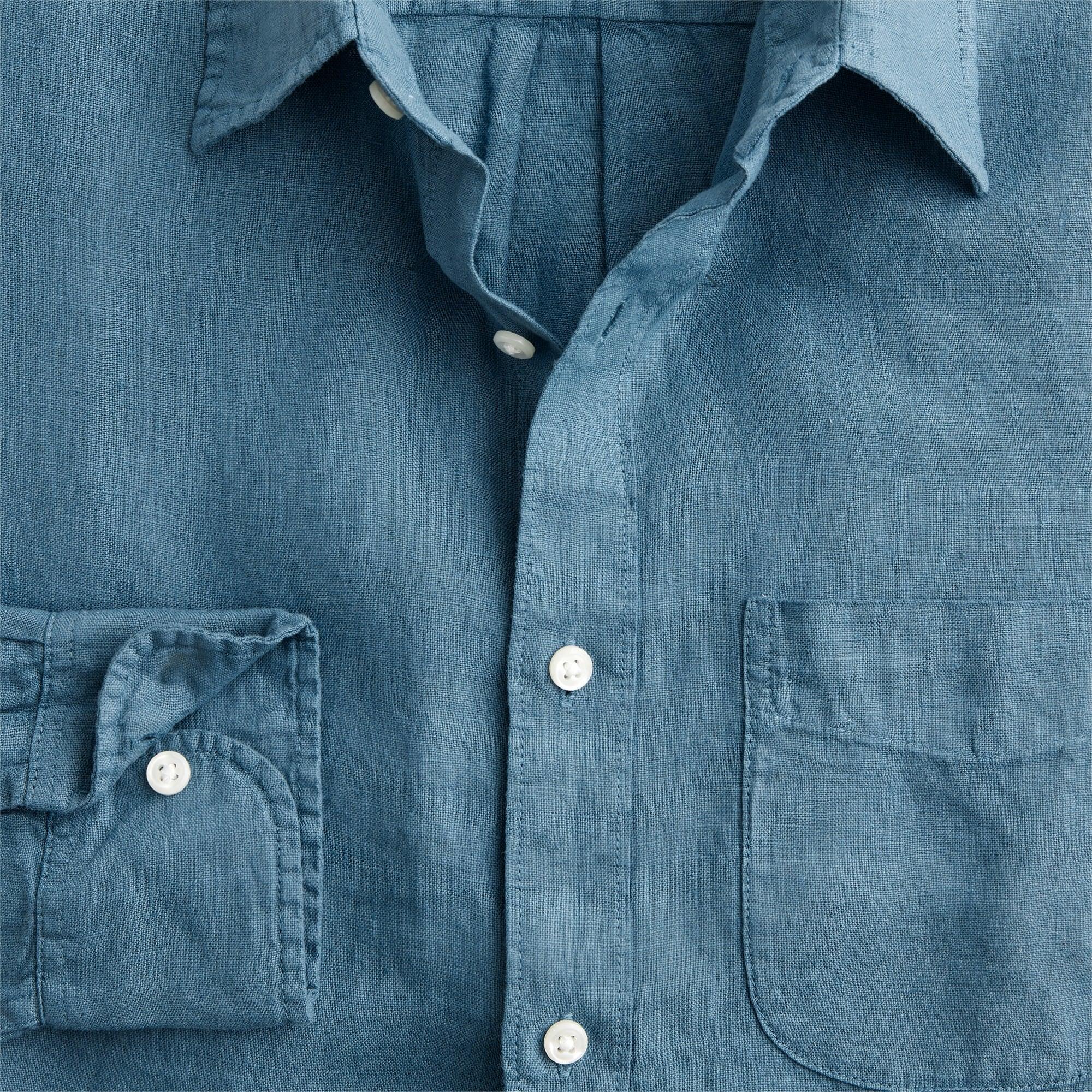 Washed linen shirt with point collar Product Image
