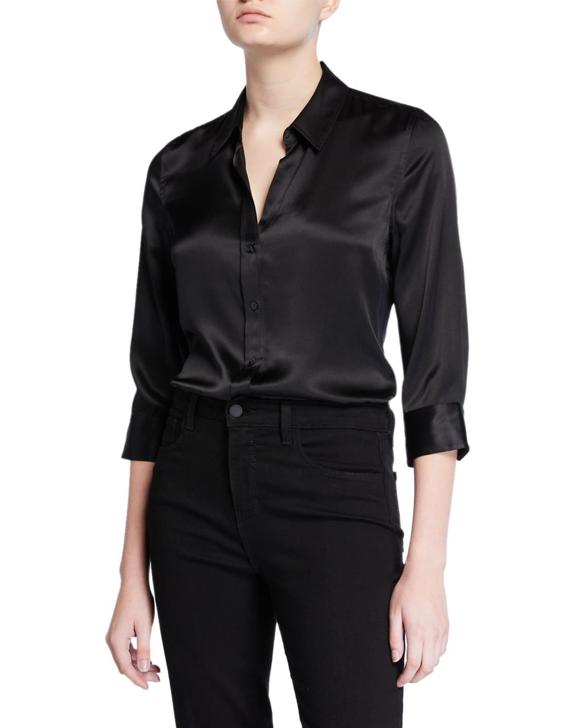 Womens Dani Three-Quarter Sleeve Silk Shirt Product Image