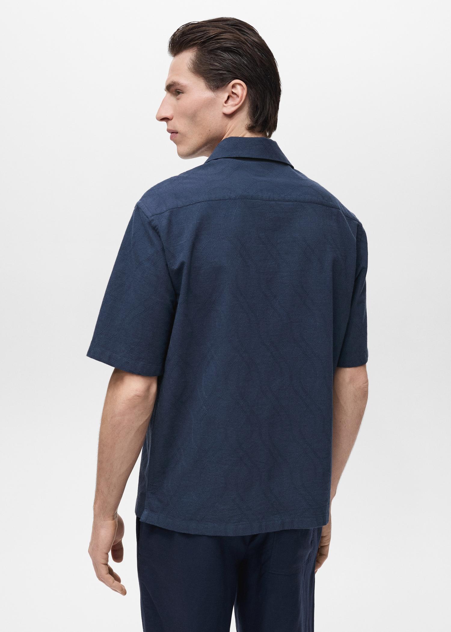 Shirt with embroidered bowling collar - Men | MANGO USA Product Image