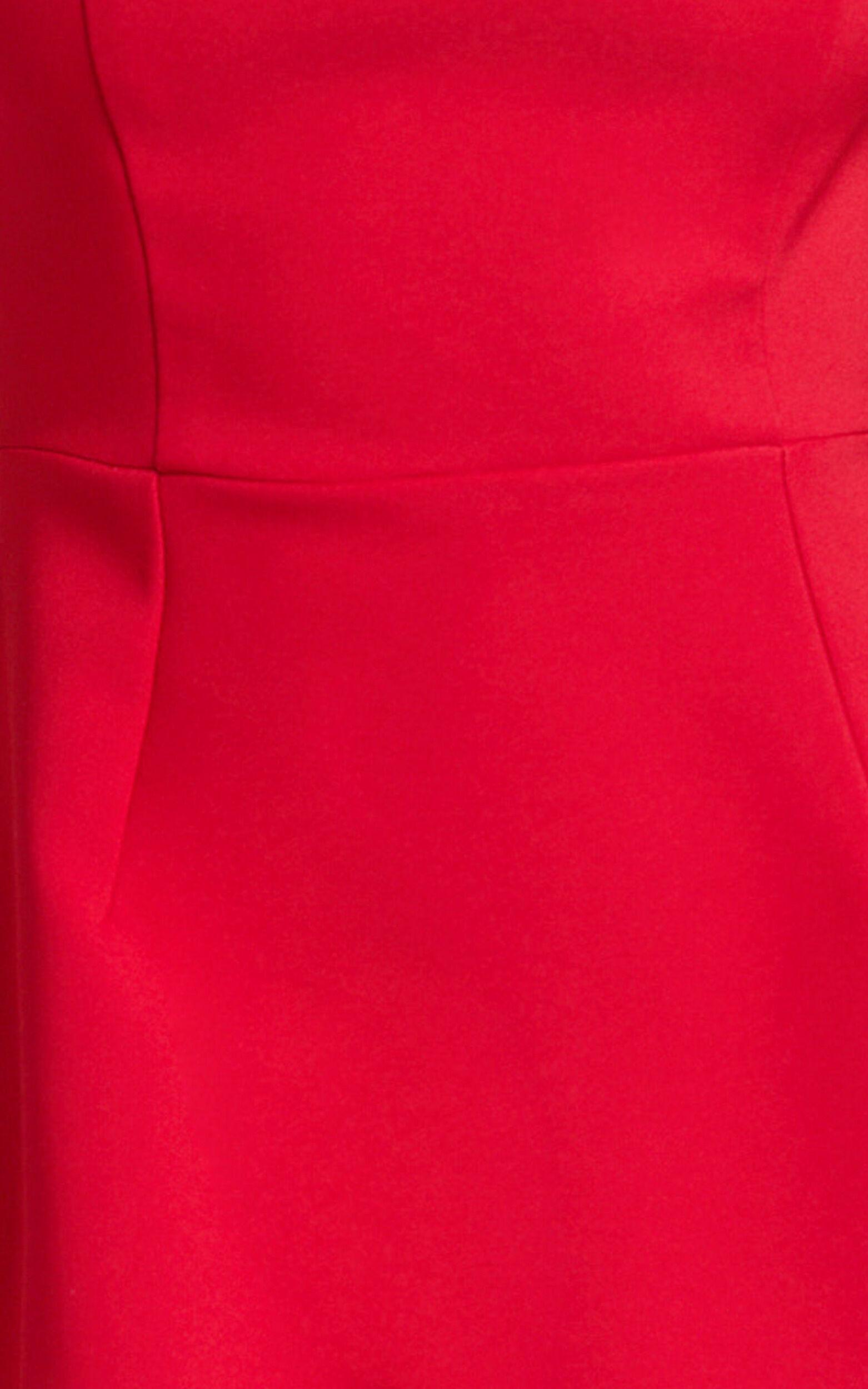 Yuna Mini Dress - Cap Sleeve Open Back Fit And Flare Tulip Dress in Red Product Image