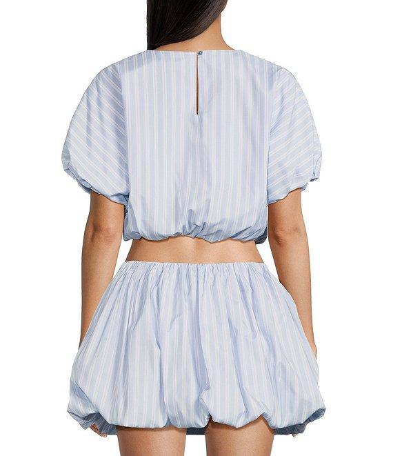 GB Woven Stripe Poplin Puff Coordinating Blouse Product Image