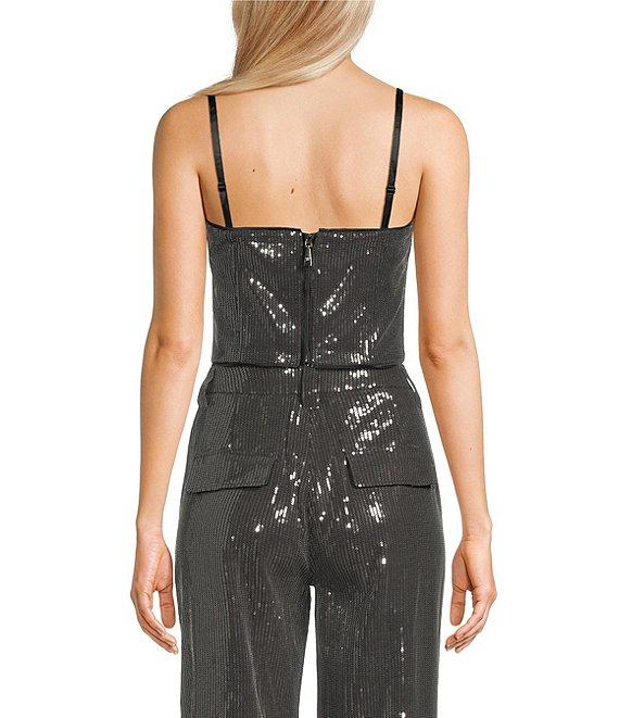 Guess Sleeveless Cassia Sequin Embellished Piece Dyed Coordinating Tank Top Product Image