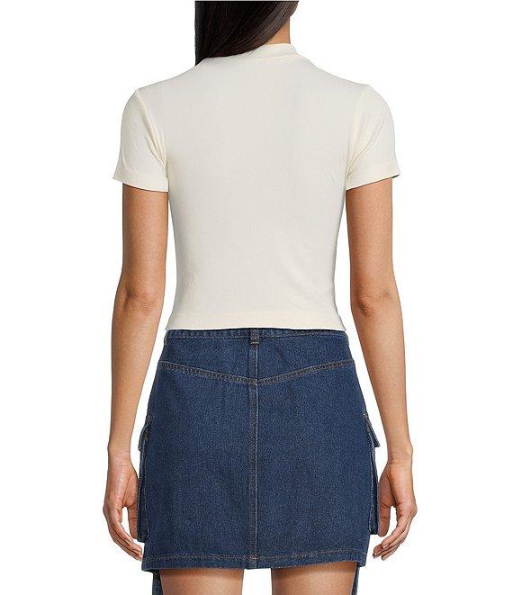 C&V Chelsea & Violet Mock Neck Seamless Knit Crop Top Product Image