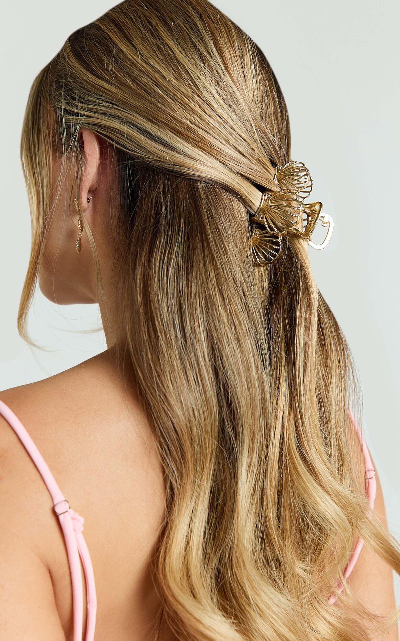 Tillie Hair Clip - Triple Shell Claw Clip in Gold Product Image