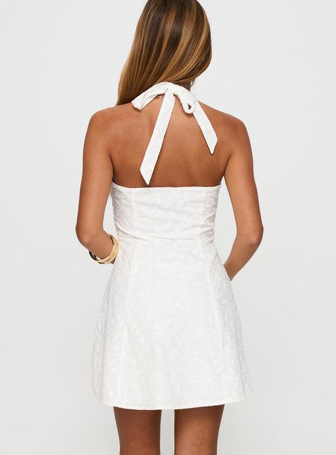 Lovelia Halter Embroidered Mini Dress White Product Image