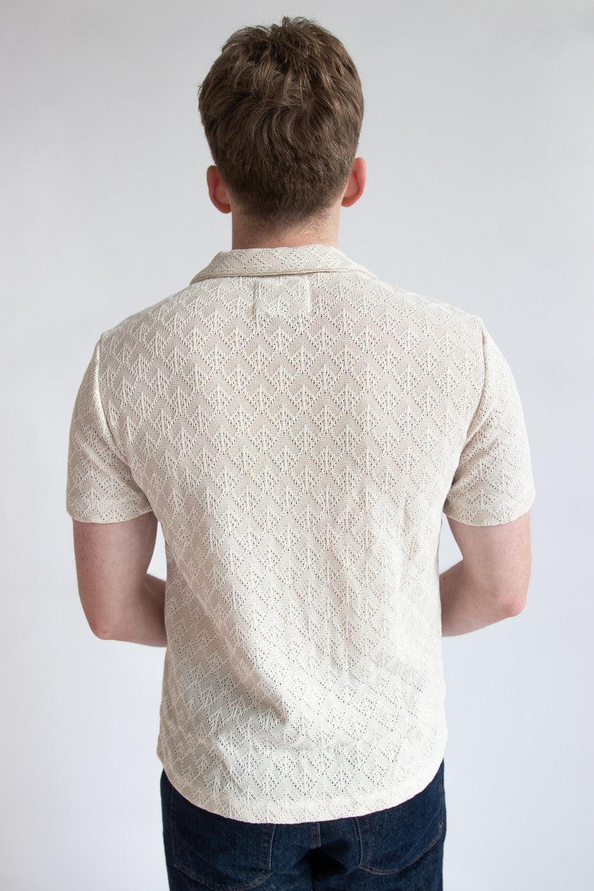 Textured Diamond Crochet Button Up Shirt Product Image