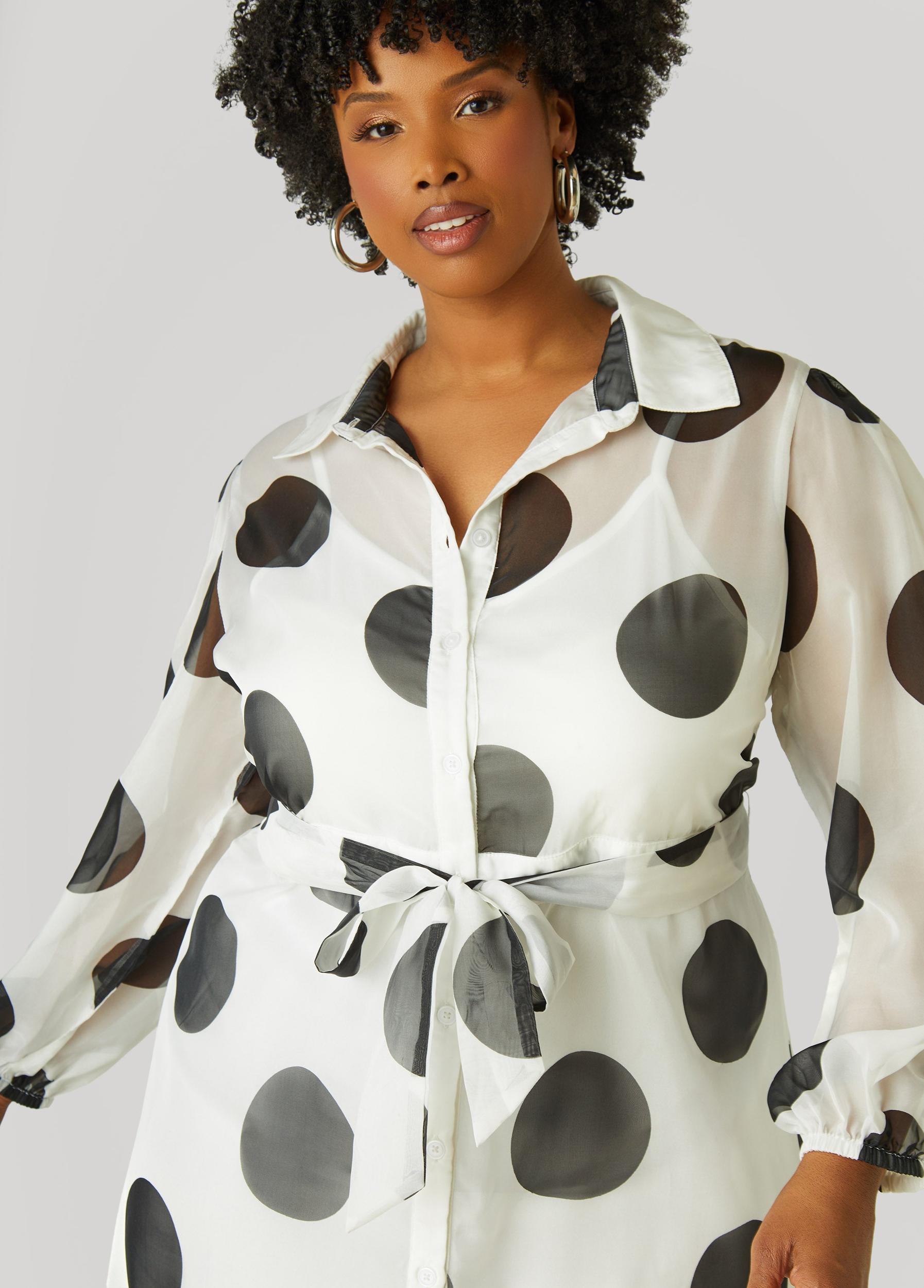 Polka Dot Organza Shirtdress Product Image