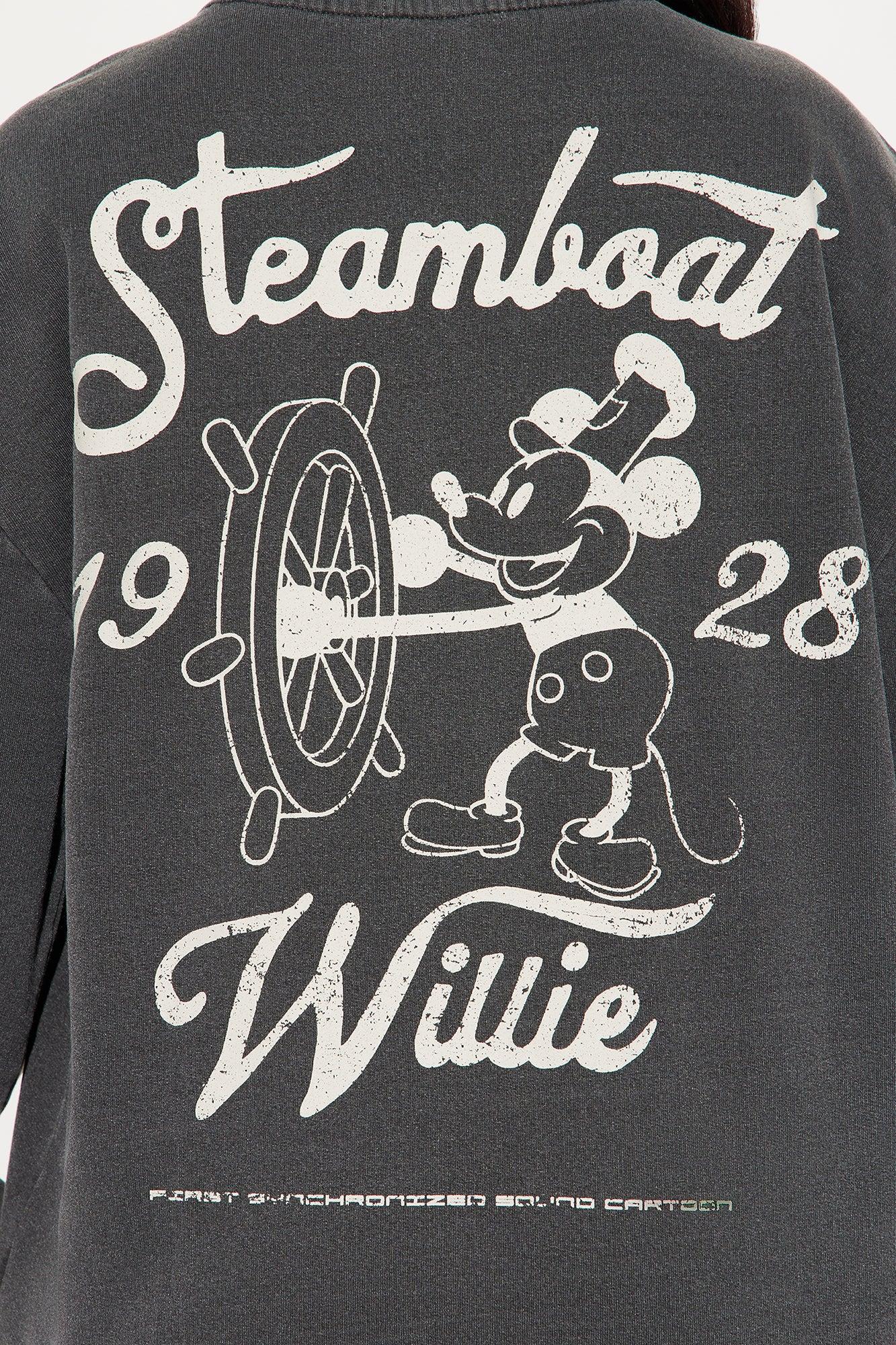 Classic Steamboat Willie Washed Sweatshirt - Black Wash Product Image