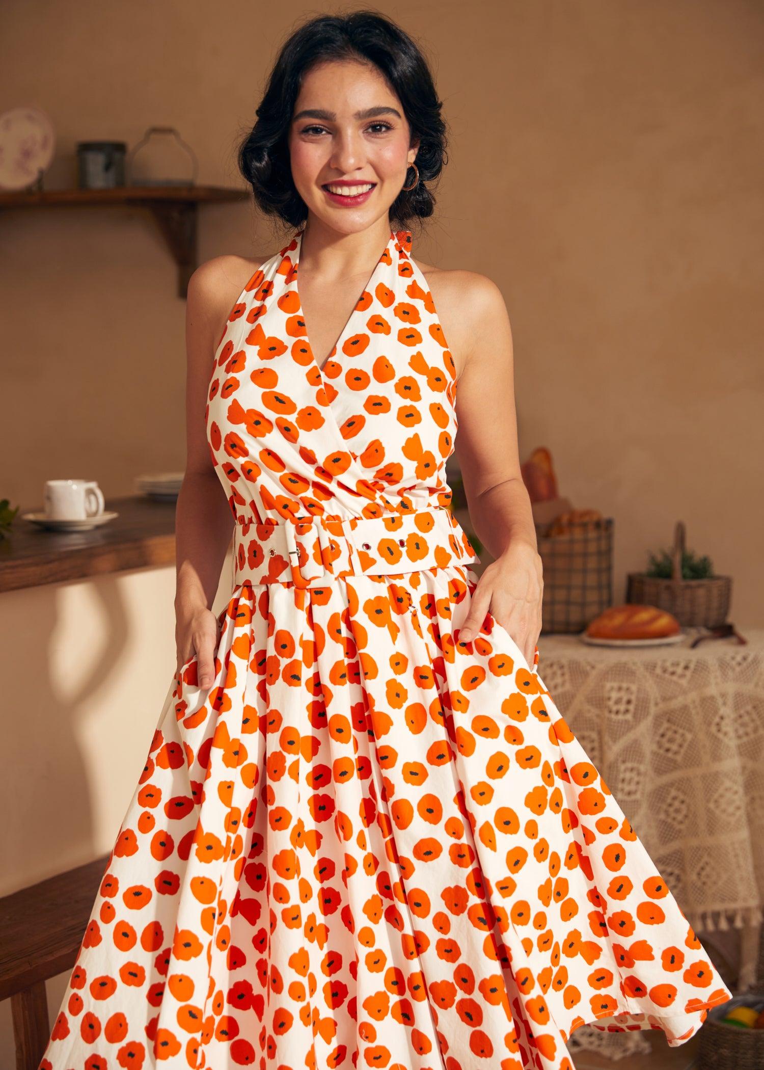 Instant Energy Faux-Wrap Halter Dress Product Image