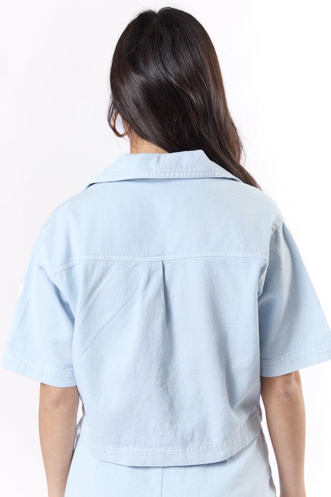 New Ways Soft Pink Cropped Denim Top FINAL SALE Product Image