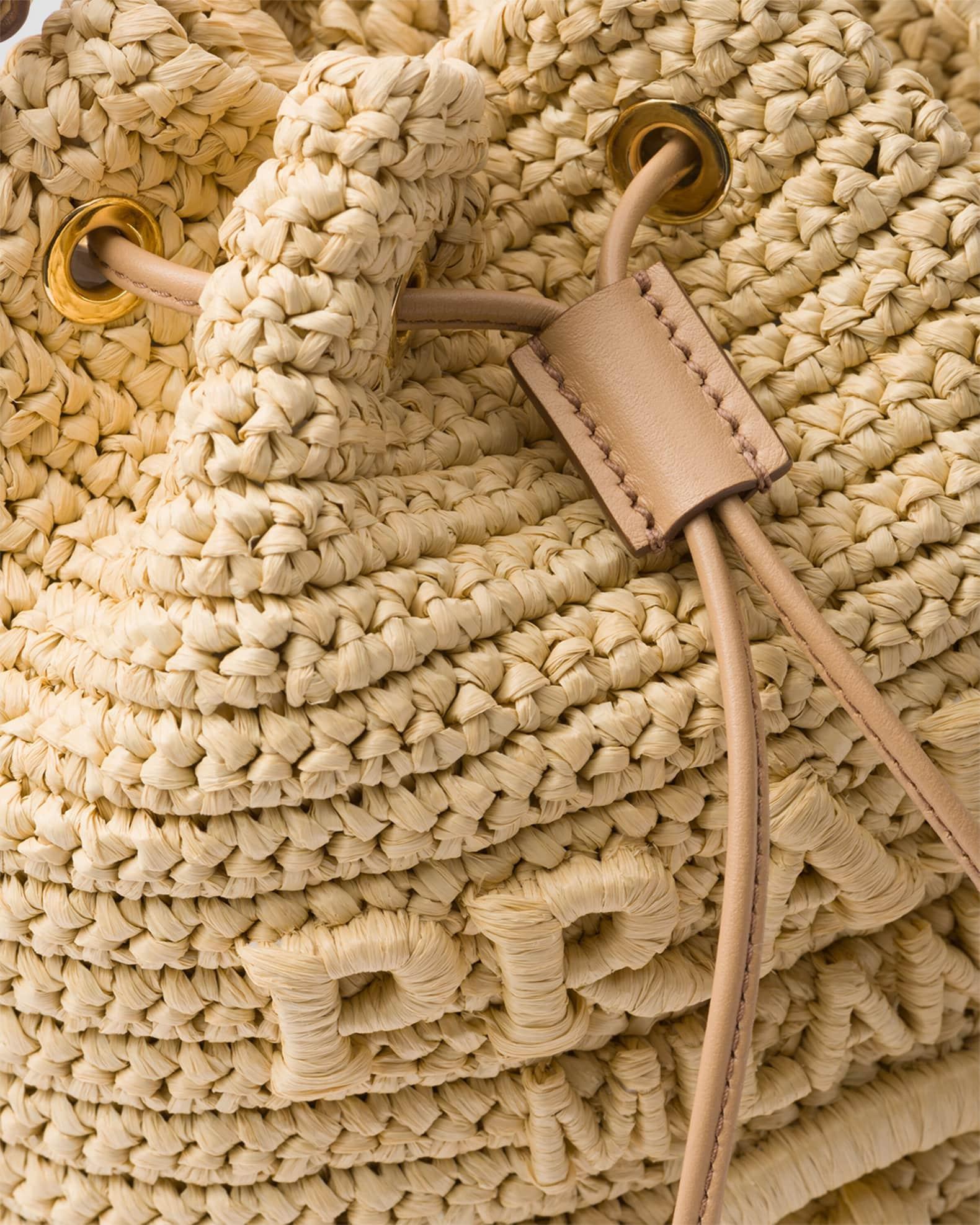 Crochet and Leather Mini Bucket Bag Product Image