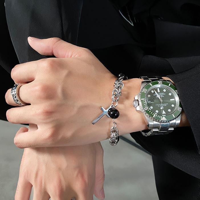 CROSS BLACK PEARL CHAIN BRACELET Product Image