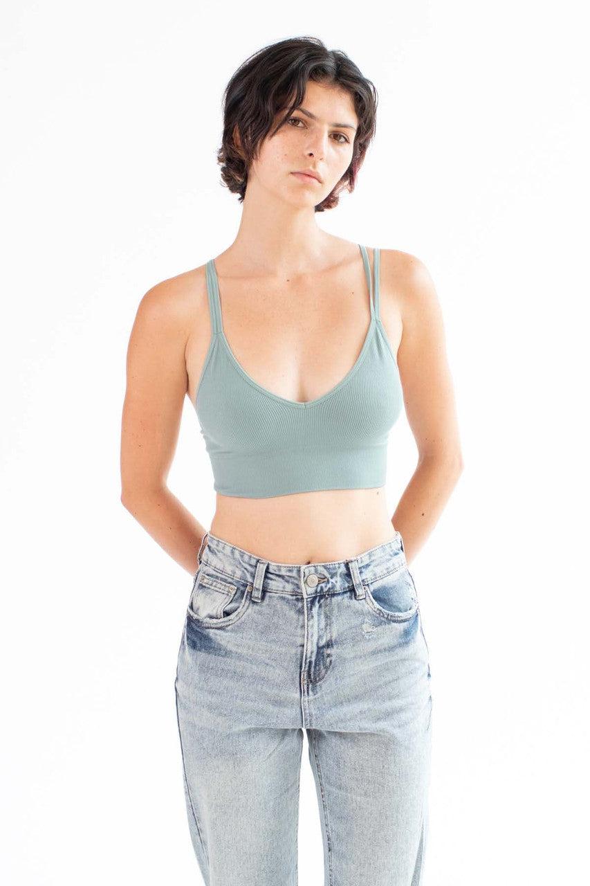Sage Double Strap Seamless Ribbed Bralette Product Image