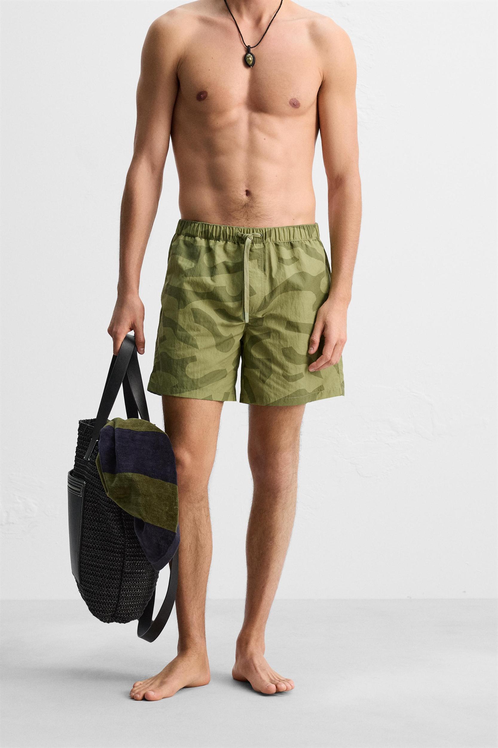 LONG ABSTRACT PRINTED SWIMMING TRUNKS Product Image