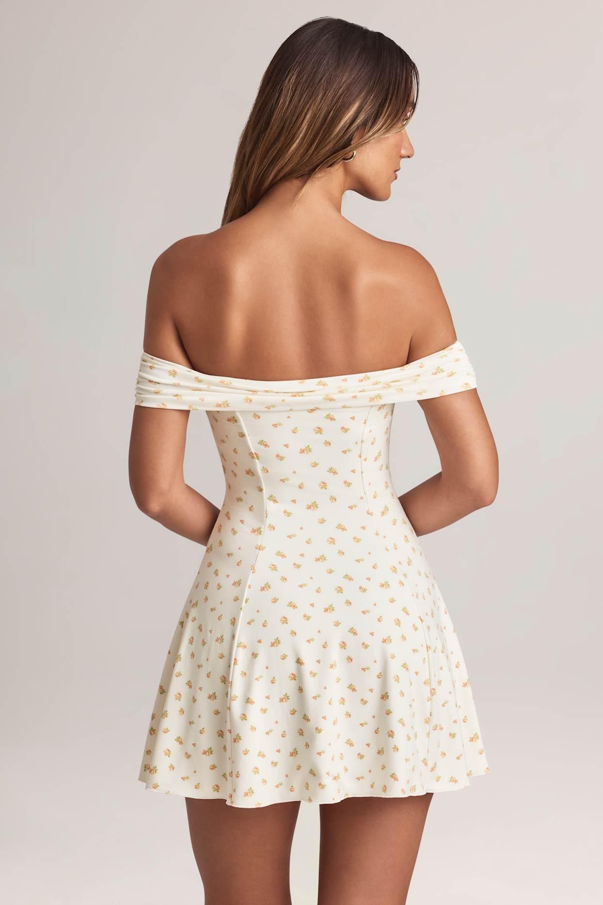 Modal Off-Shoulder A-Line Mini Dress in Floral Print Product Image