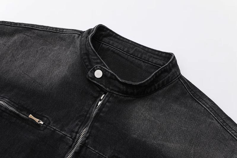 RT No. 12411 WASHED BLACK BIKER DENIM JK Product Image