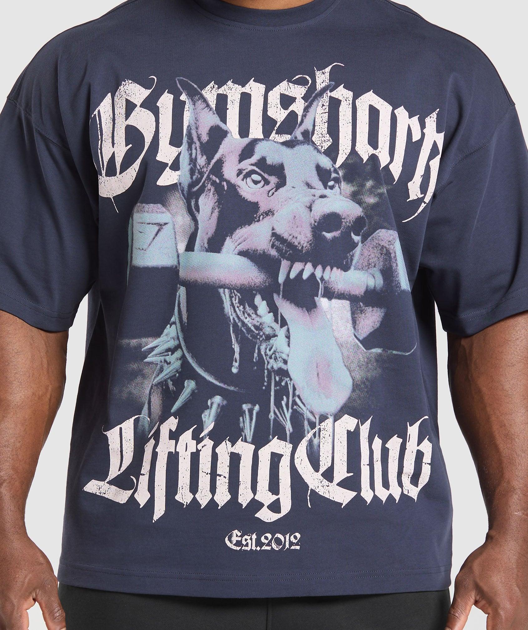 Gymshark Doberman Graphic T-Shirt - Heavy Blue Male Product Image