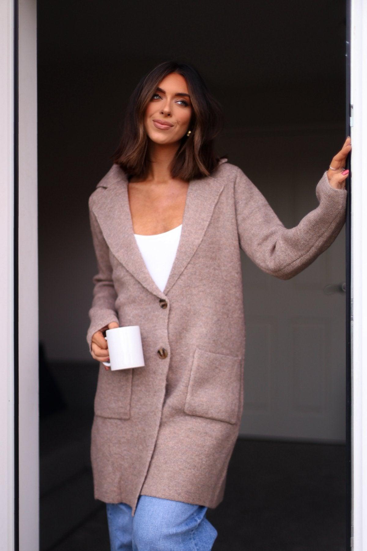 Chunky Mocha Cardigan Coat - FINAL SALE Female Product Image