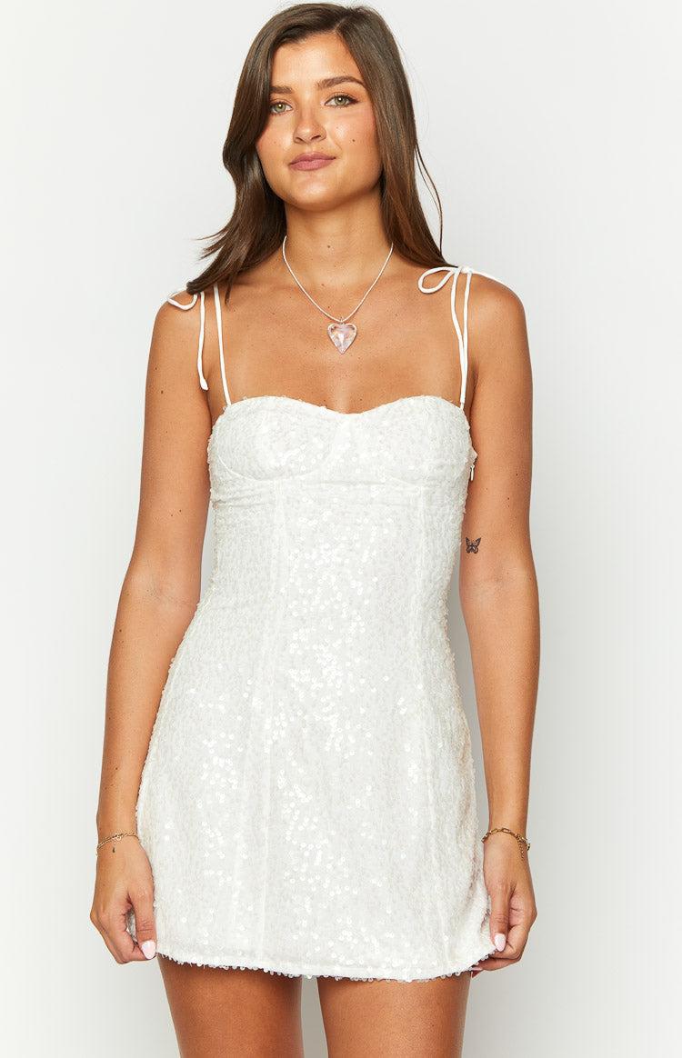 Penny Lane White Sequin Mini Dress Product Image