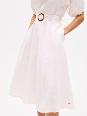 Linen Blend Puff-Sleeve Dress Product Image
