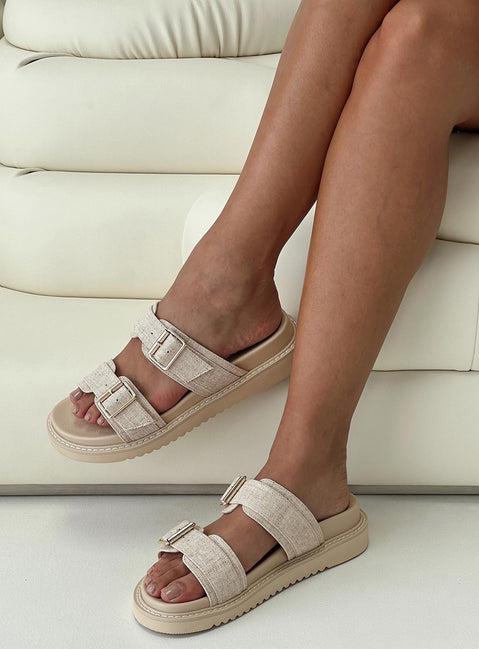 Roxxie Sandals Beige Linen Product Image