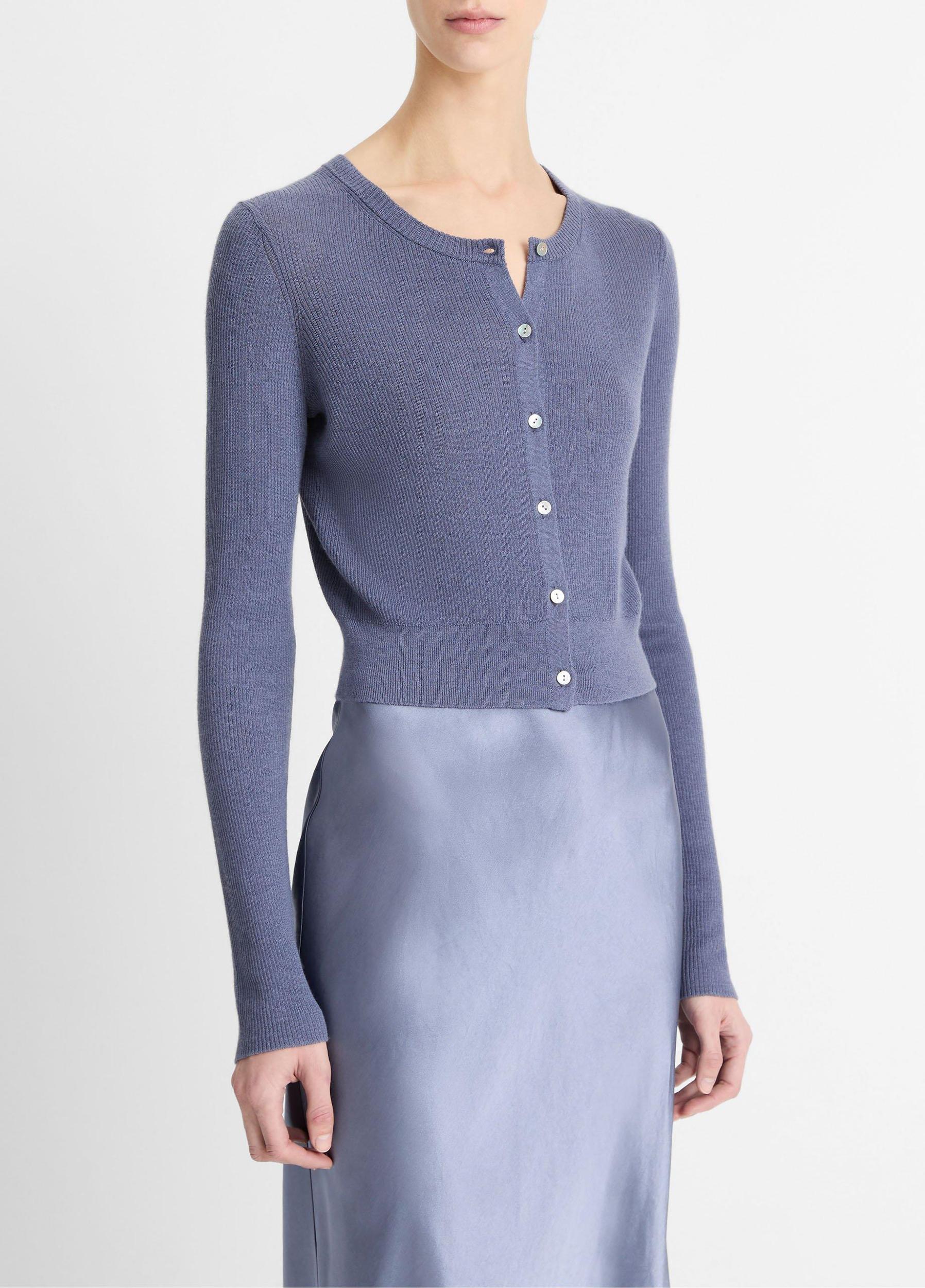 Ribbed Cashmere-Silk Slim Cardigan Product Image