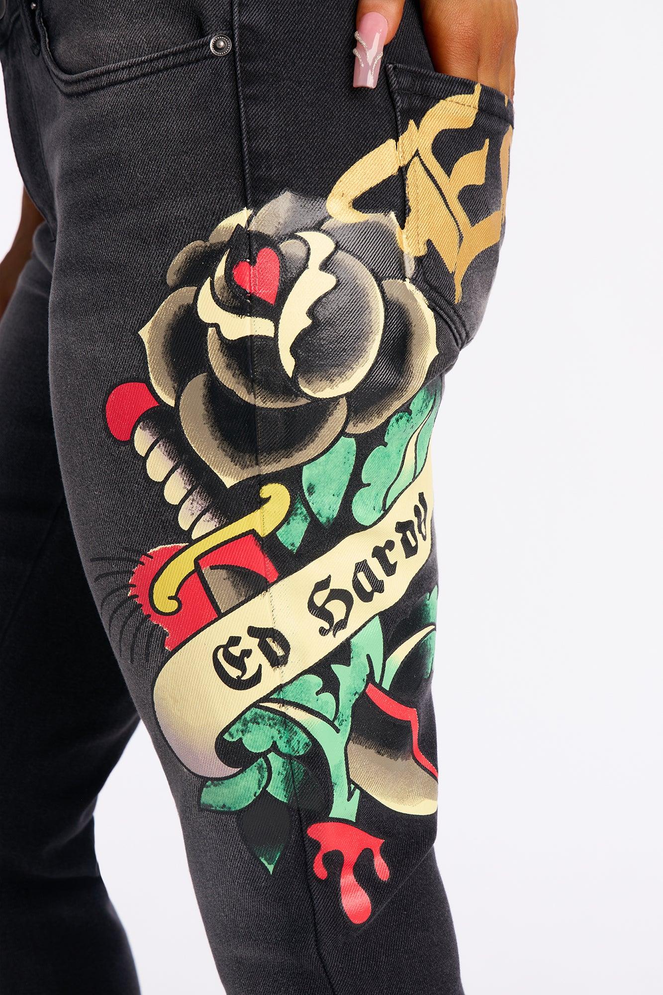 Ed Hardy Hello Sailor Bootcut Jeans - Dark Grey Female Product Image