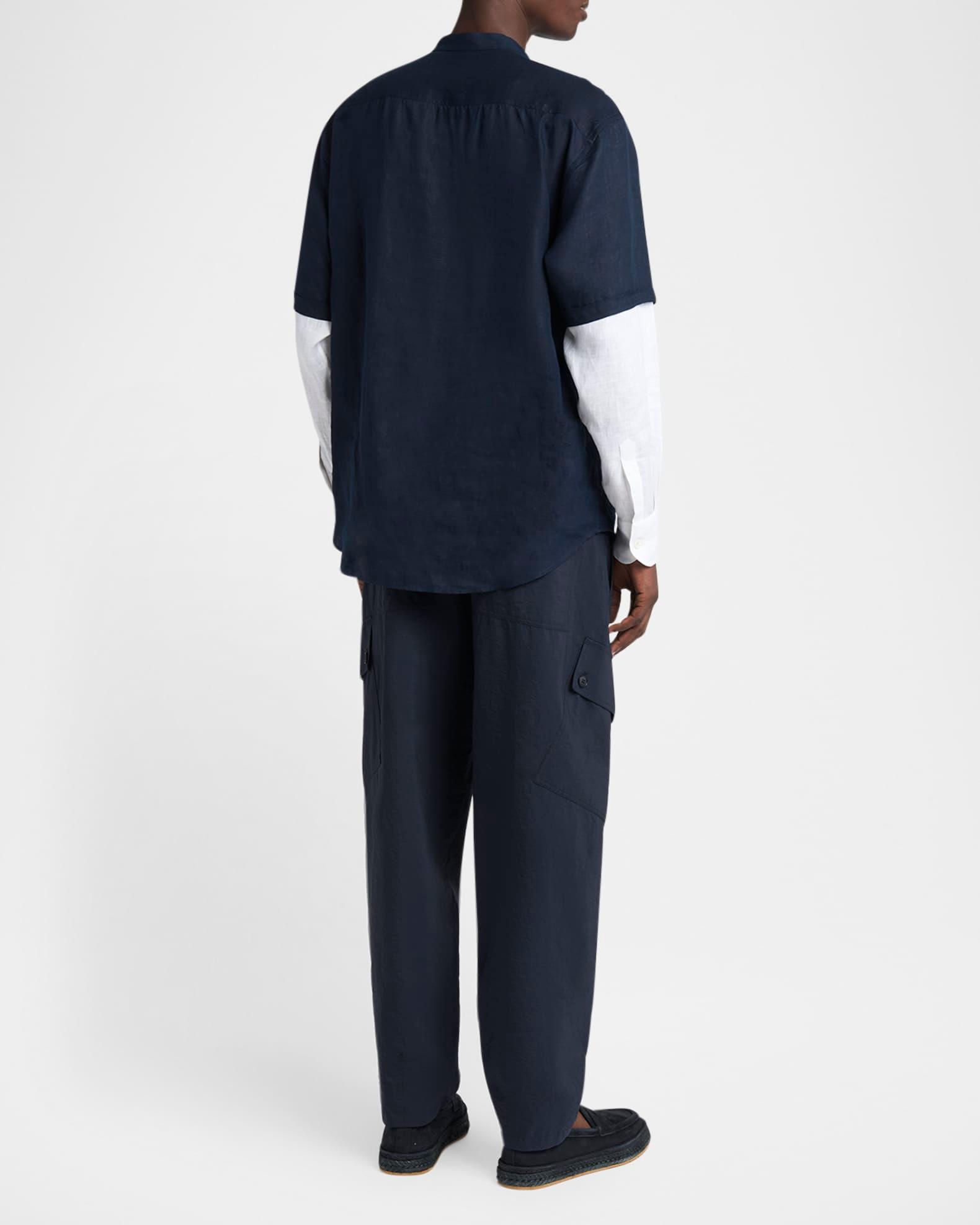 Men's Linen Shirt with Sewn-In Long Sleeves Product Image