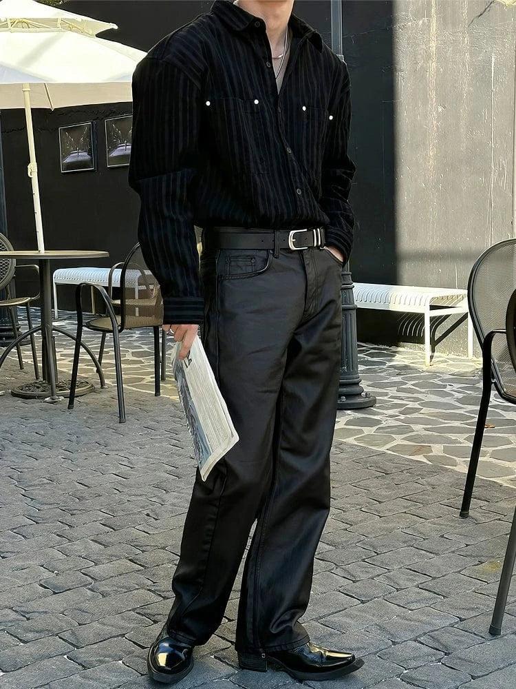 RT No. 13028 VERTICAL STRIPED BUTTON UP SHIRT Product Image