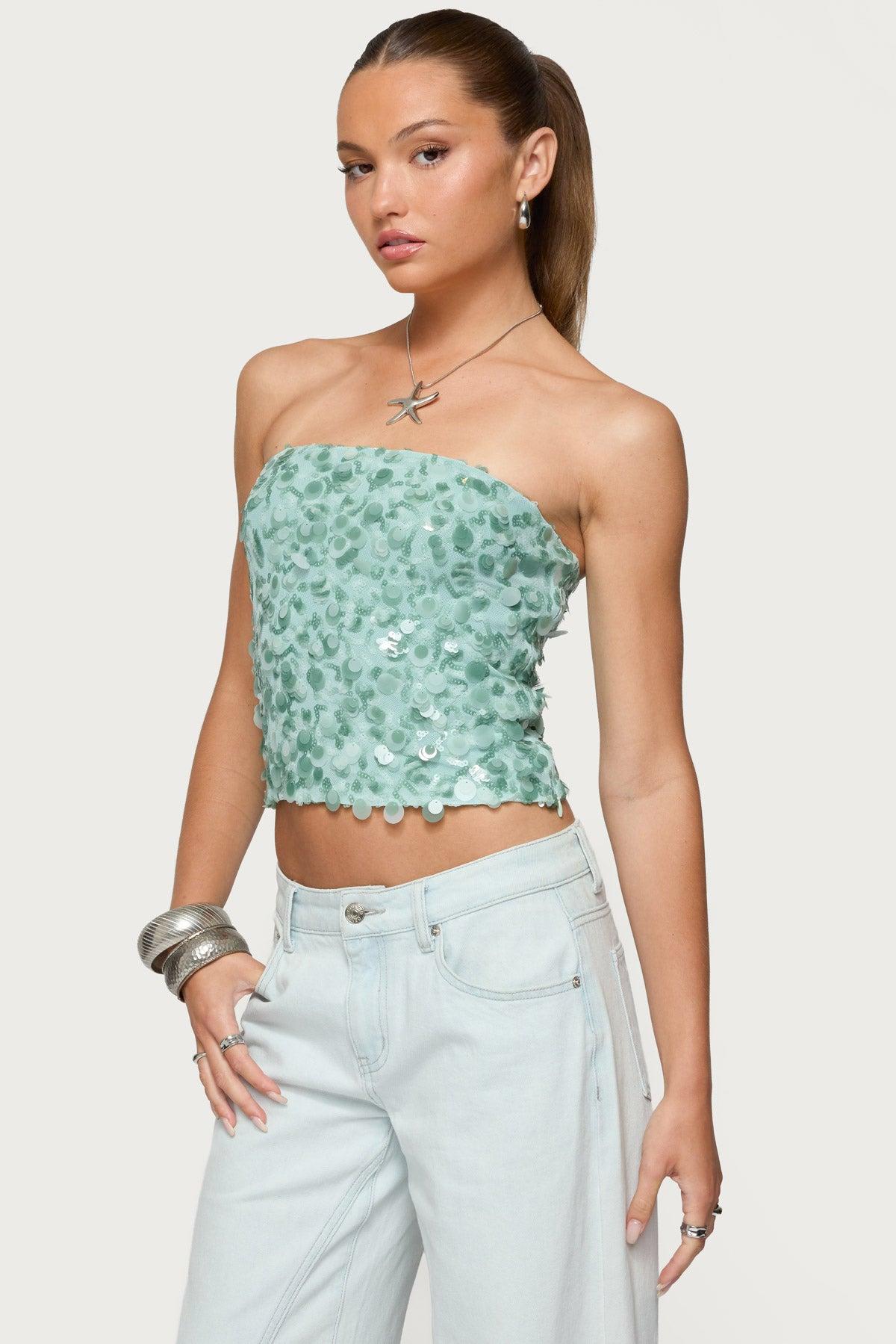 Brynn Sequin Strapless Top Product Image