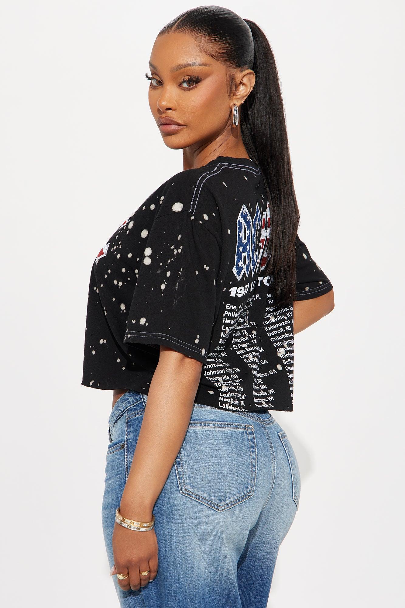 ACDC Americana Tour Bleach Cropped Tee - Black Female Product Image