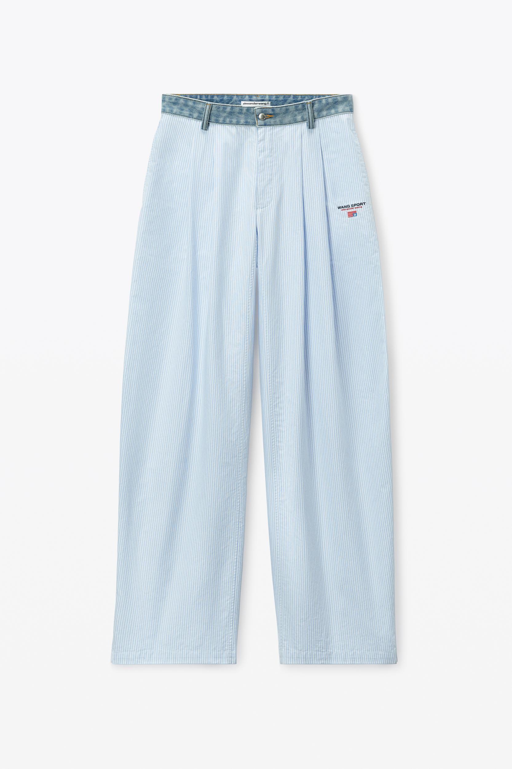 Cotton Oxford Pants With Denim Waistband Product Image