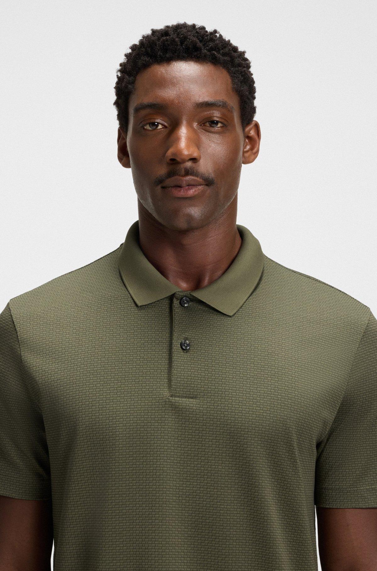 Mercerized-cotton polo shirt with geometric jacquard Product Image