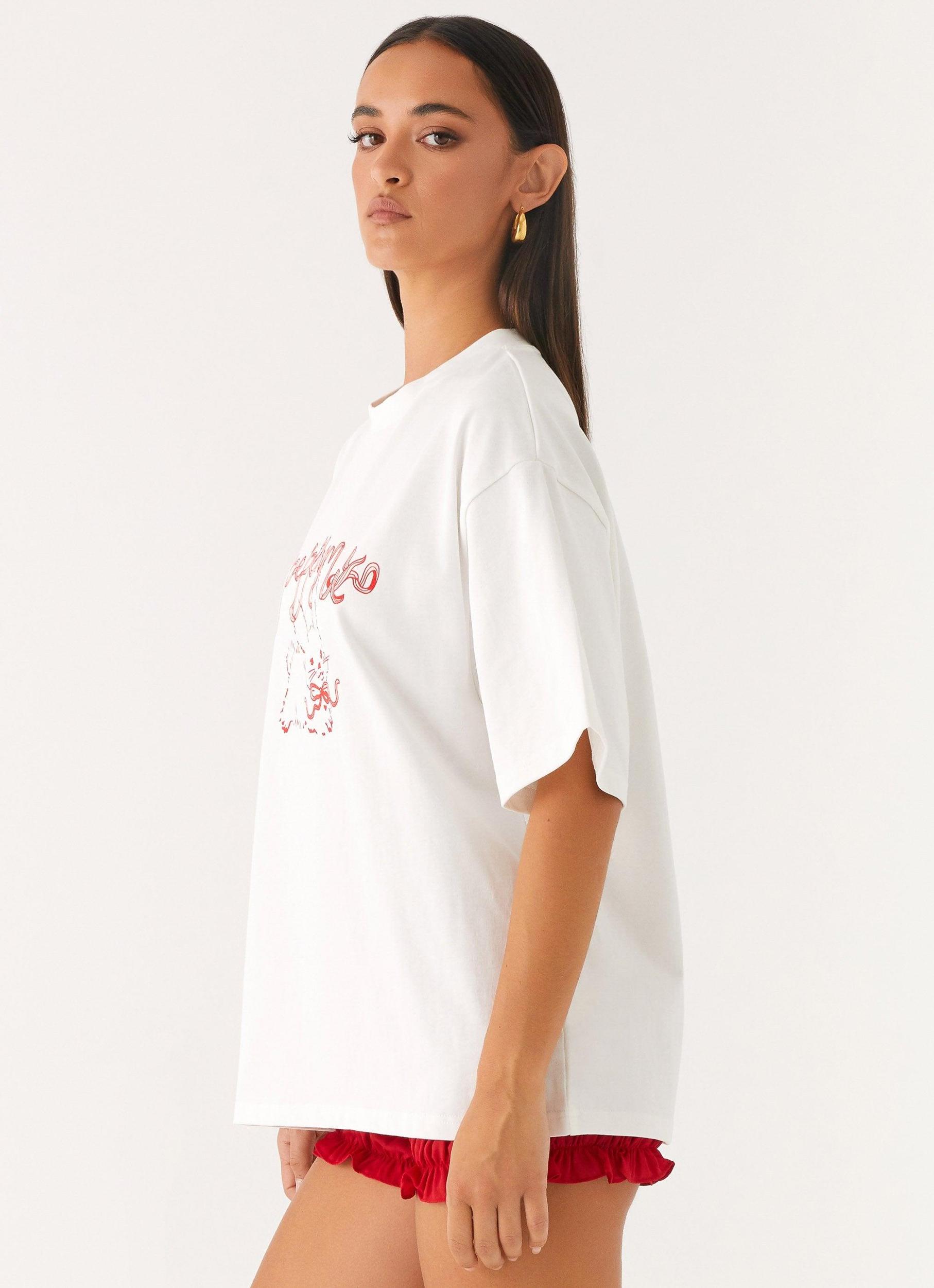 Born To Have Fun Oversized Graphic Tee - Pink Bunny Product Image
