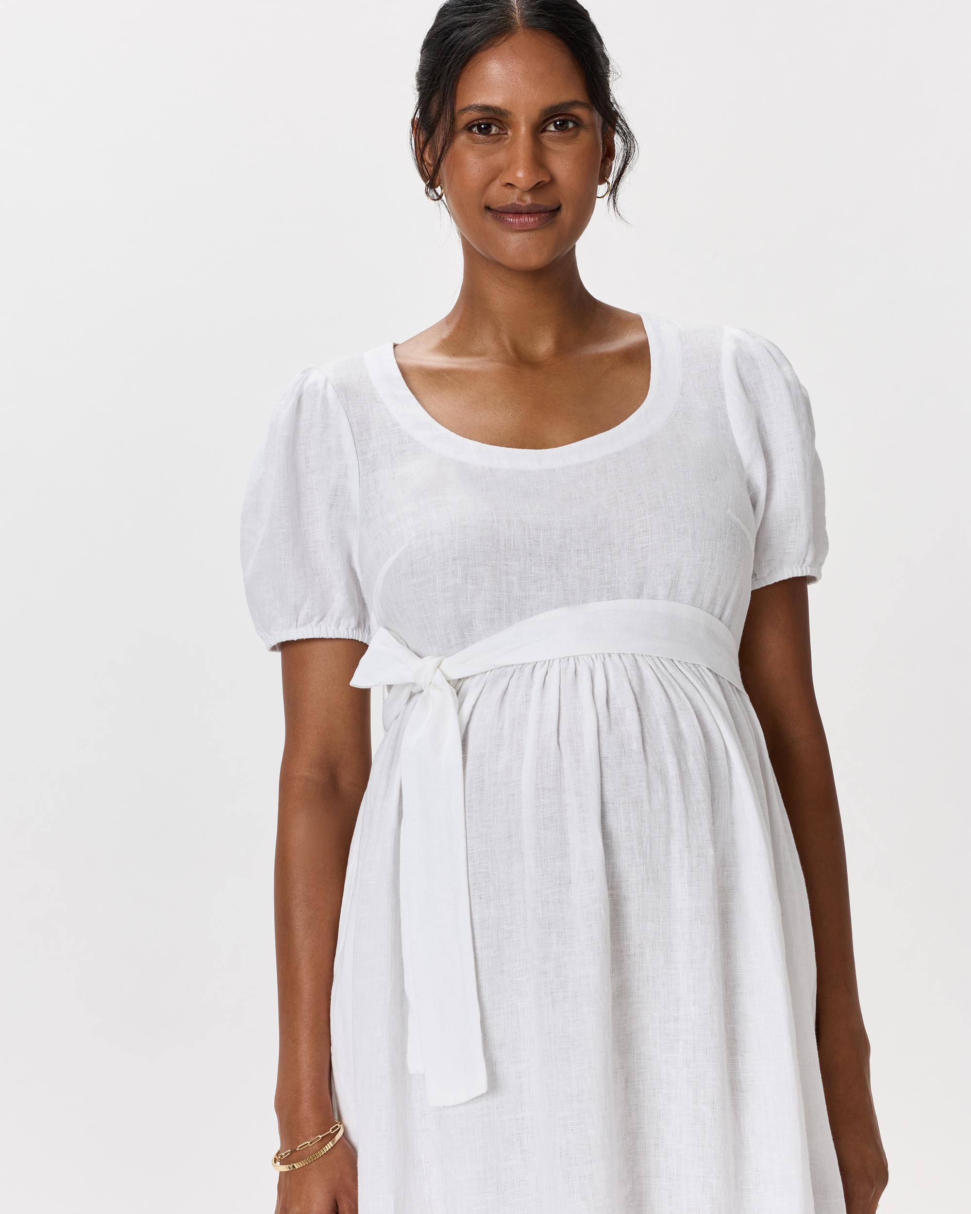 Quince | Women's 100% European Linen Maternity Short Sleeve Midi Dress Size XL, Tencel Product Image