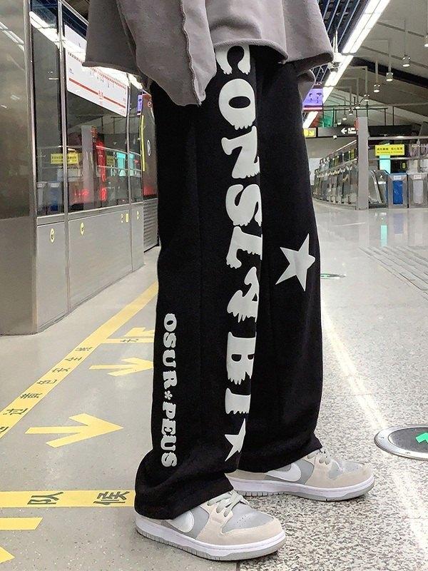 Men's Letter Star Graphic Loose Sweatpants Product Image
