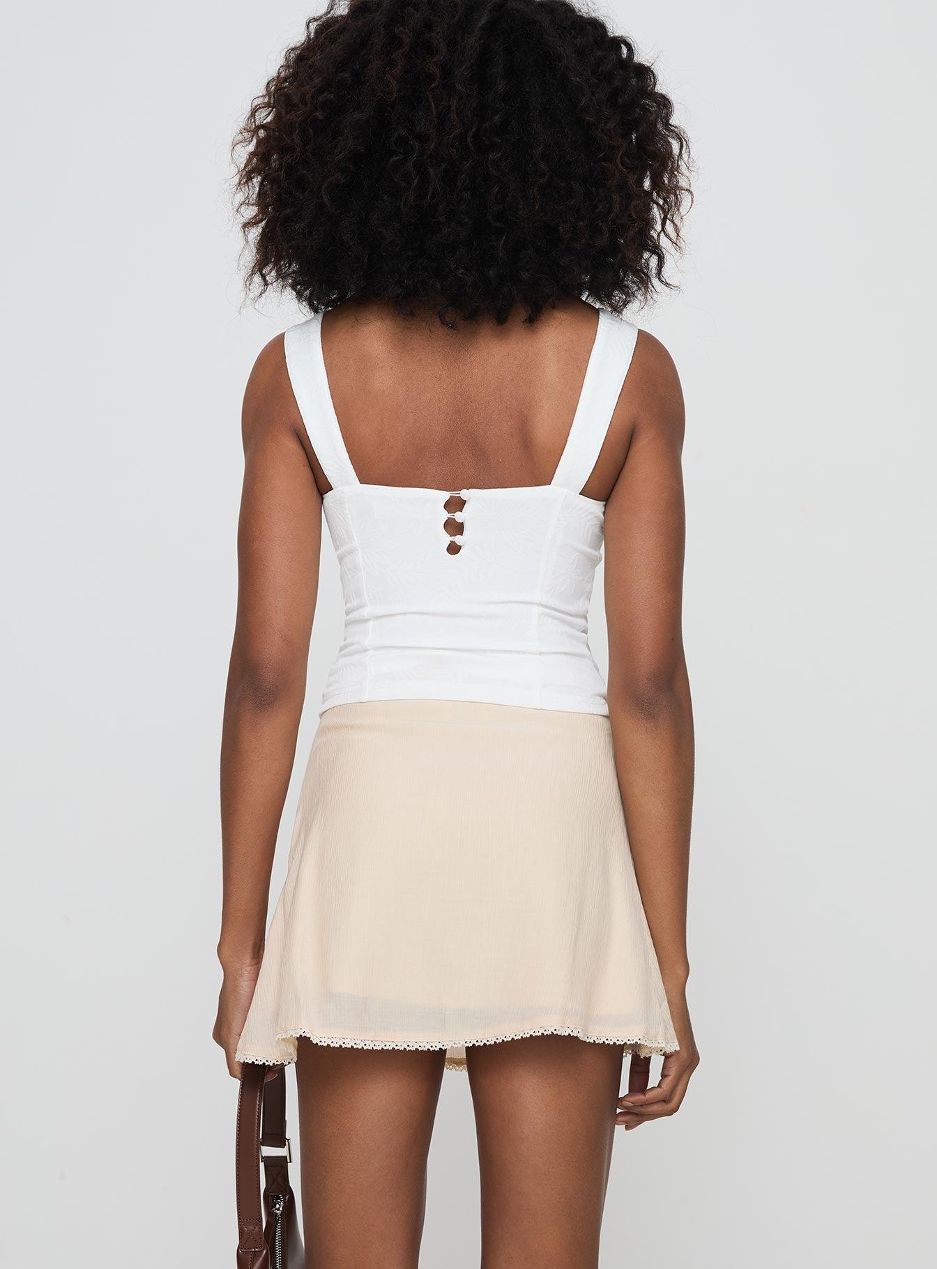 Foalie Ruffle Mini Skirt Beige Product Image