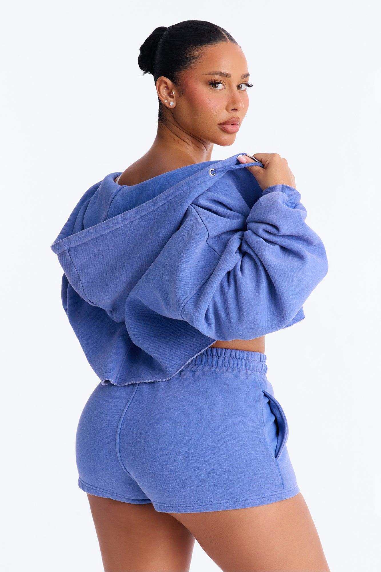 On The Go Washed Short Set - Blue Female Product Image