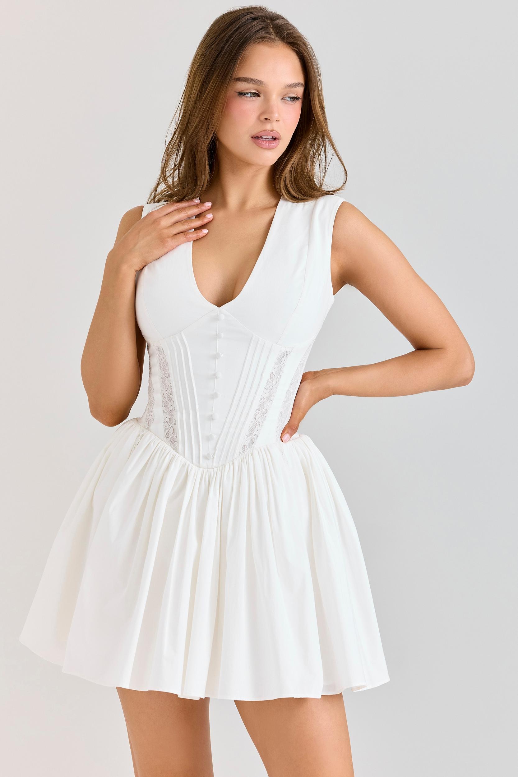 Carmel  white stretch cotton mini dress Product Image