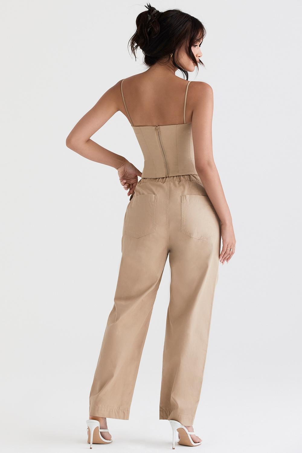 Luna  camel cargo trousers Product Image