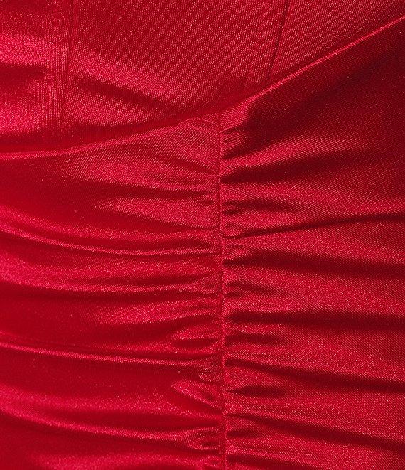 Honey and Rosie Sateen Square Neck Sleeveless Front Slit Gown Product Image